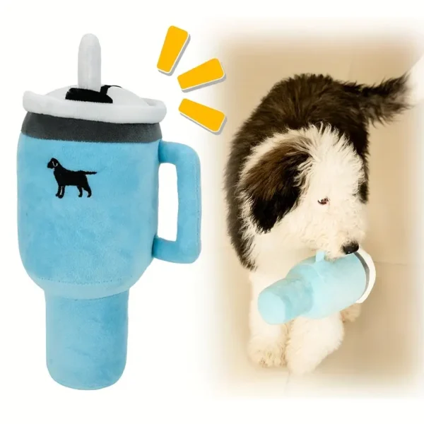 Pupuccino Fun! Squeaky cup plush toy for playful pups