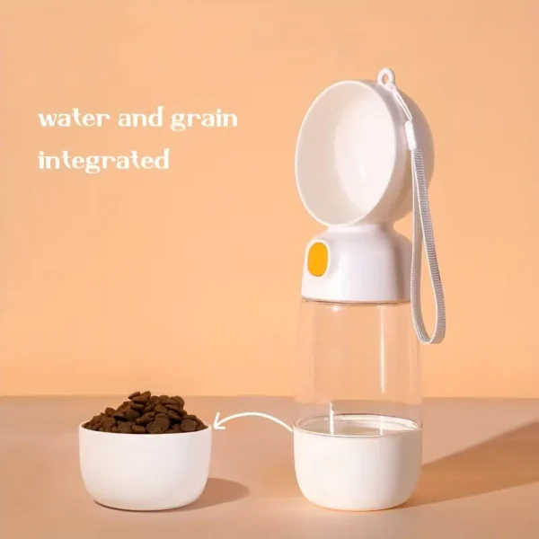 Sip & Snack Made Easy! Portable dog water bottle with grain dispenser